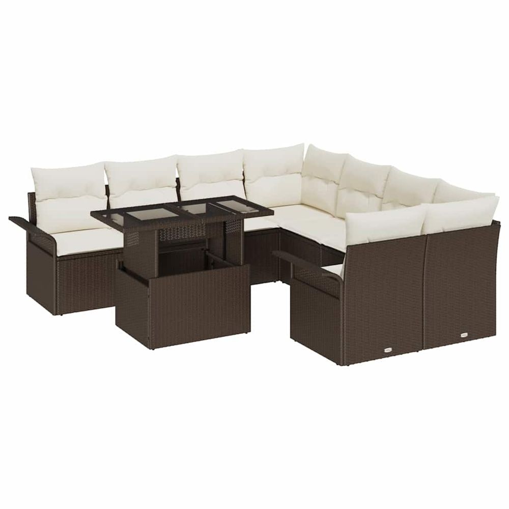 Ensemble de canapé de jardin 9 pc marron