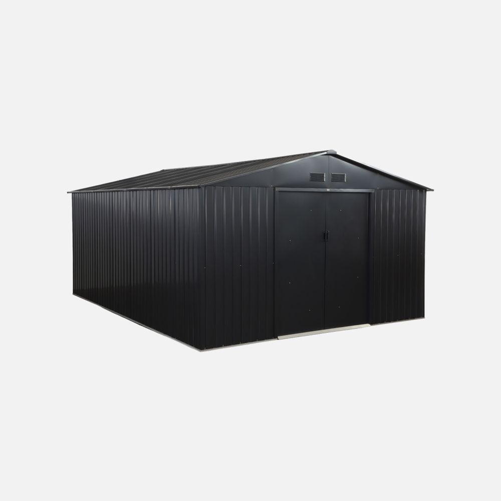 Abri de jardin acier galvanisé 15,35m² avec kit d'ancrage - viroloix