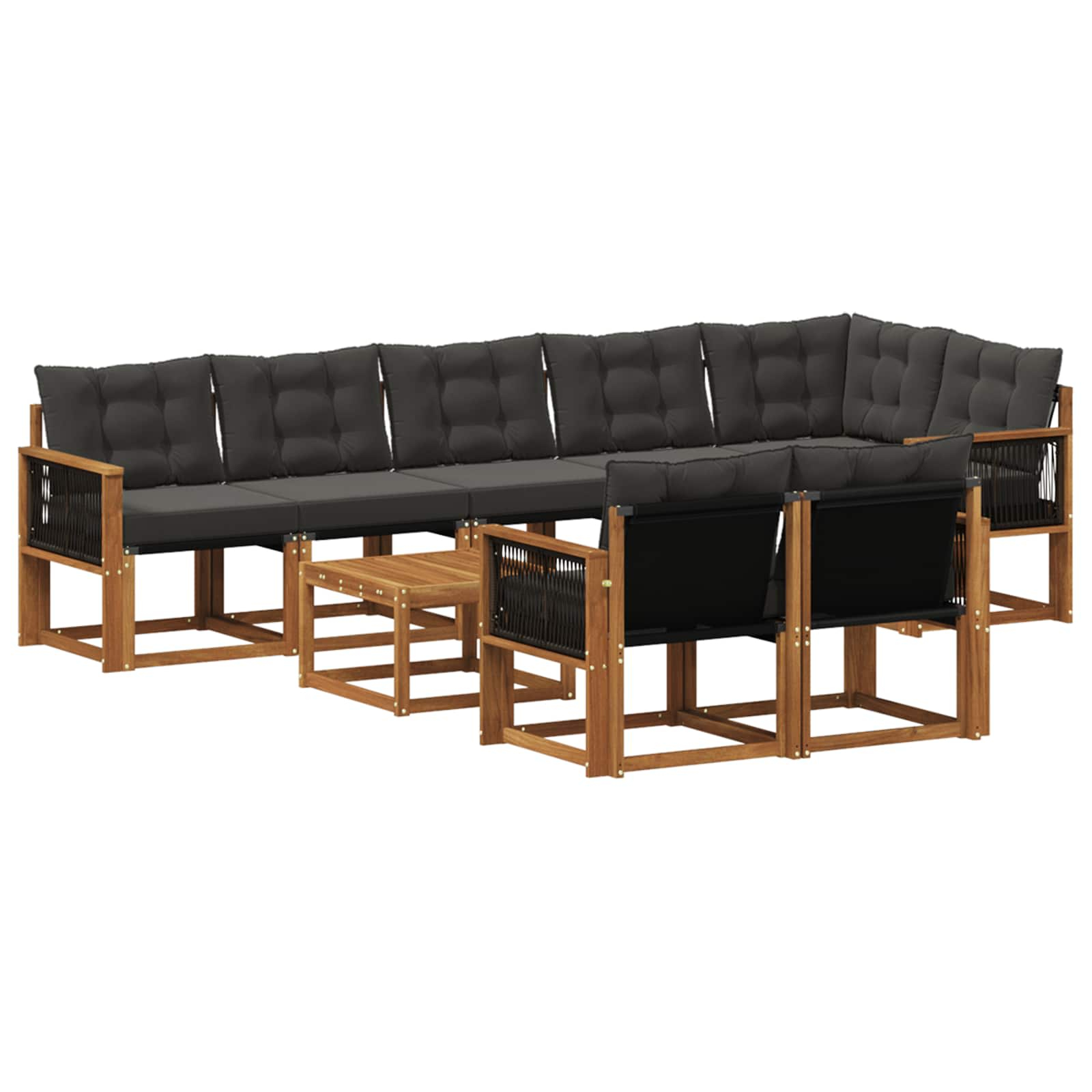 Ensemble de canapés d'extérieur 9 pcs naturel et noir