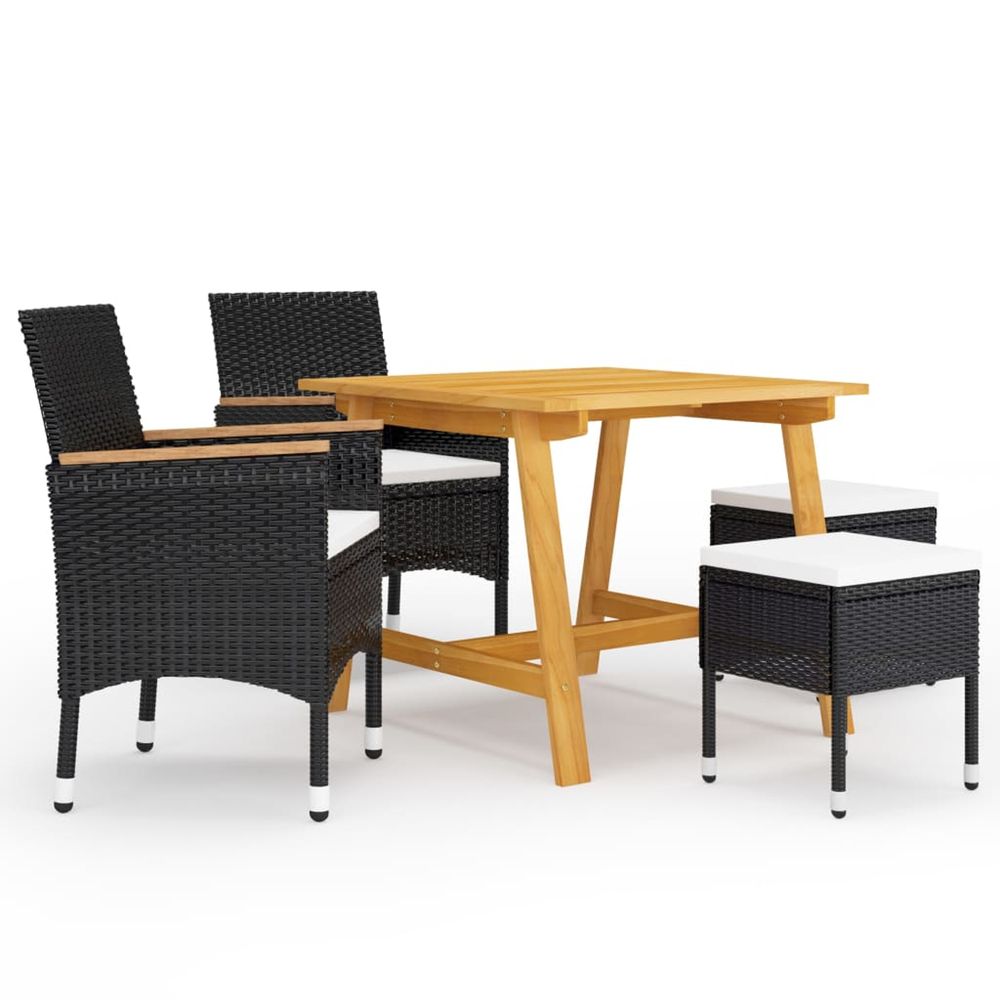 Ensemble à manger de jardin 5 pcs noir