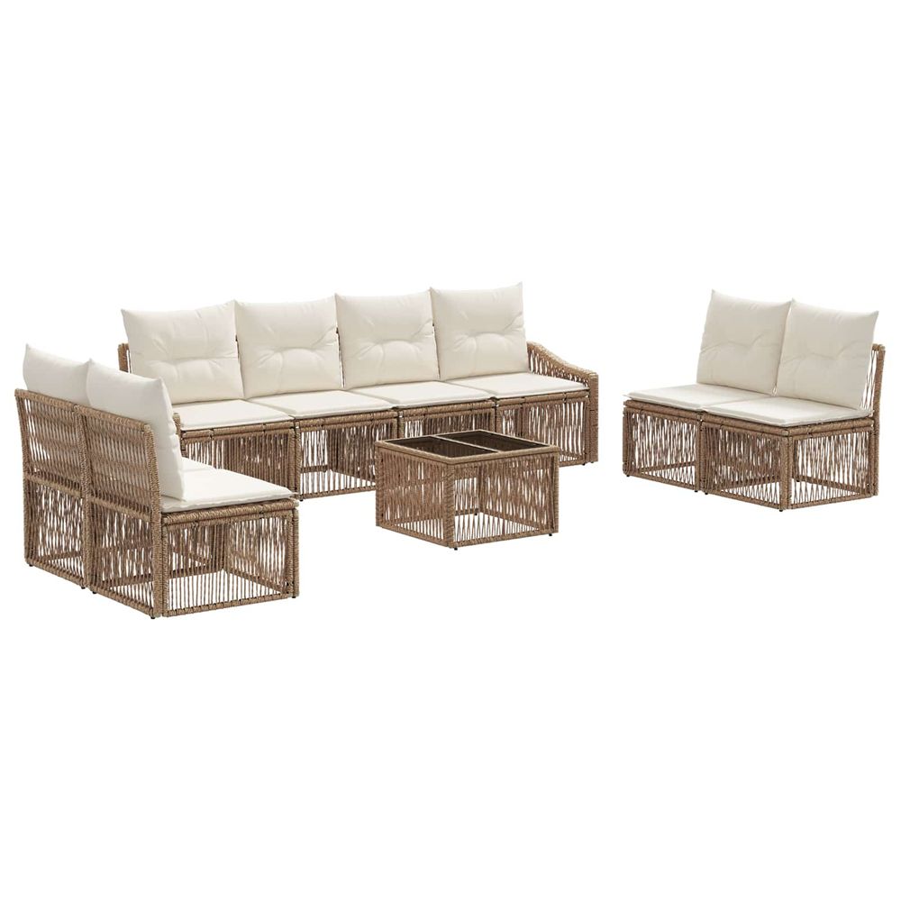 Ensemble de canapé de jardin 9 pc beige polyrotin