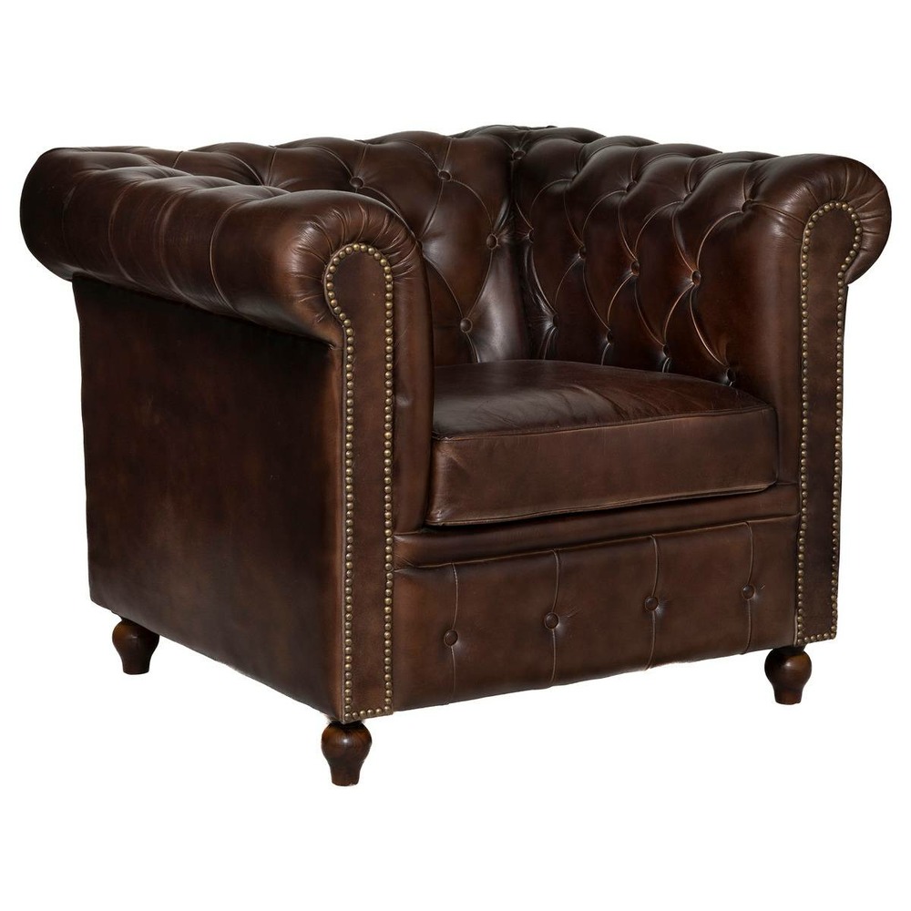 Fauteuil chester - cuir - marron