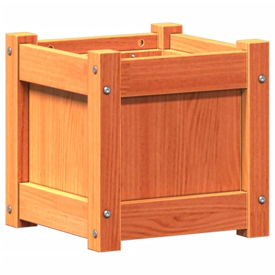 Jardinière bac lit surélevé plantes fleurs terrasse jardin cire 31 x 31 x 31 cm bois de pin massif marron