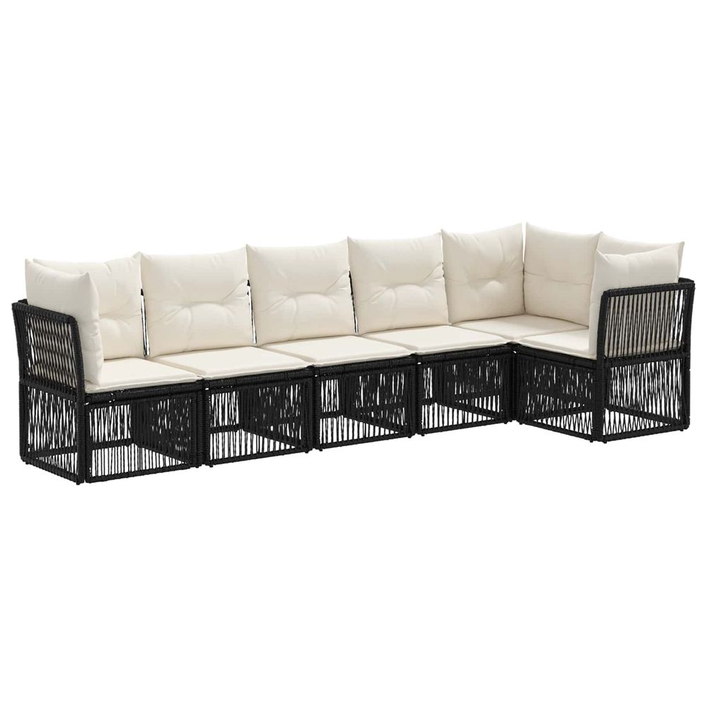 Ensemble de canapé de jardin 6 pc noir polyrotin