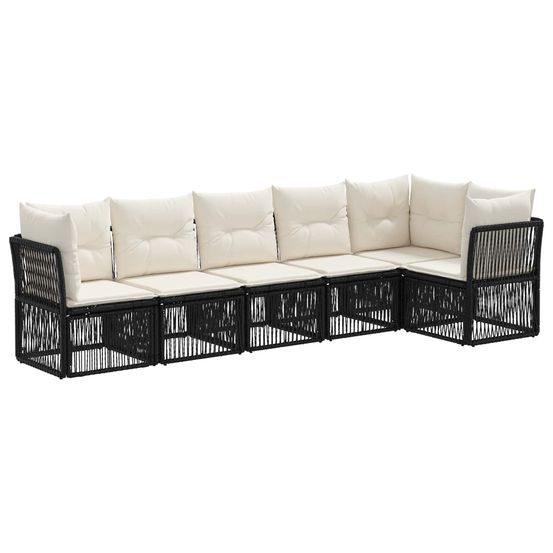 Ensemble de canapé de jardin 6 pc noir polyrotin