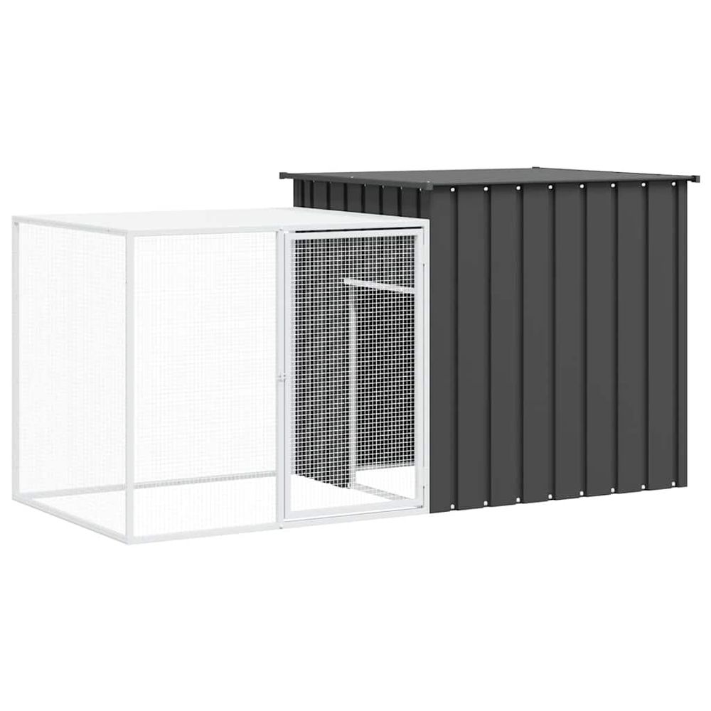 Clapier enclos à lapin extérieur 200x91x100 cm acier galvanisé anthracite