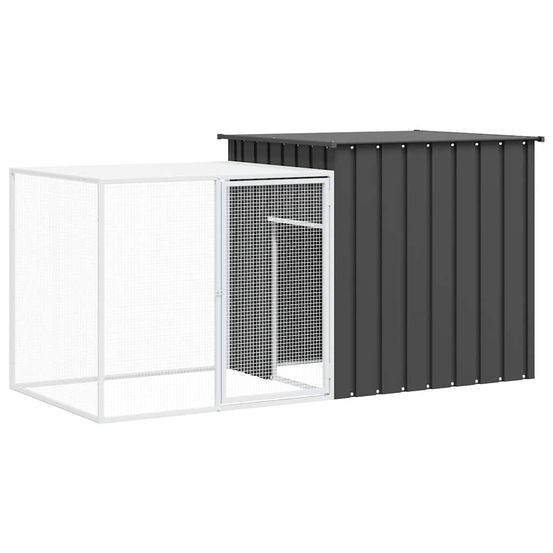 Clapier enclos à lapin extérieur 200x91x100 cm acier galvanisé anthracite