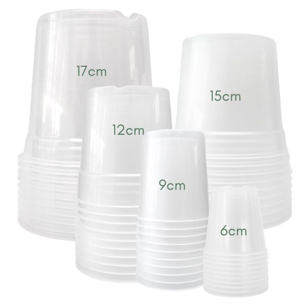 Pack x50 pots transparents spécial plant addict - pots avec soucoupes adaptées