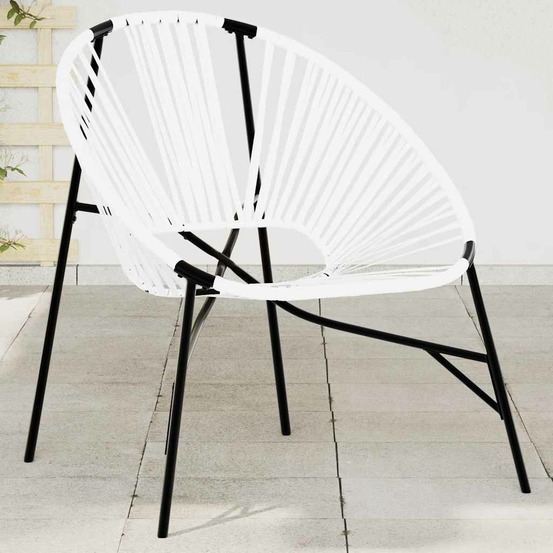 Chaise œuf de jardin noir et blanc résine tressée