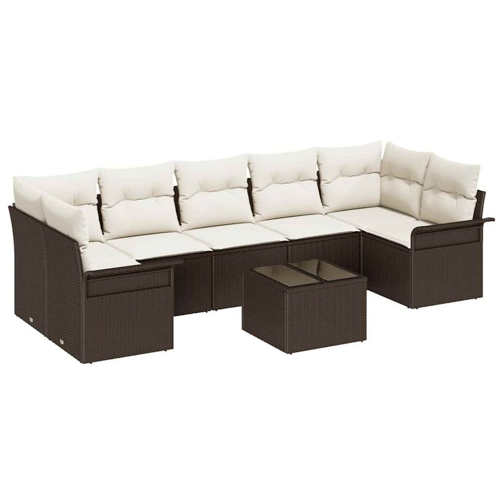 Ensemble de canapé de jardin 8 pc marron et crème polyrotin