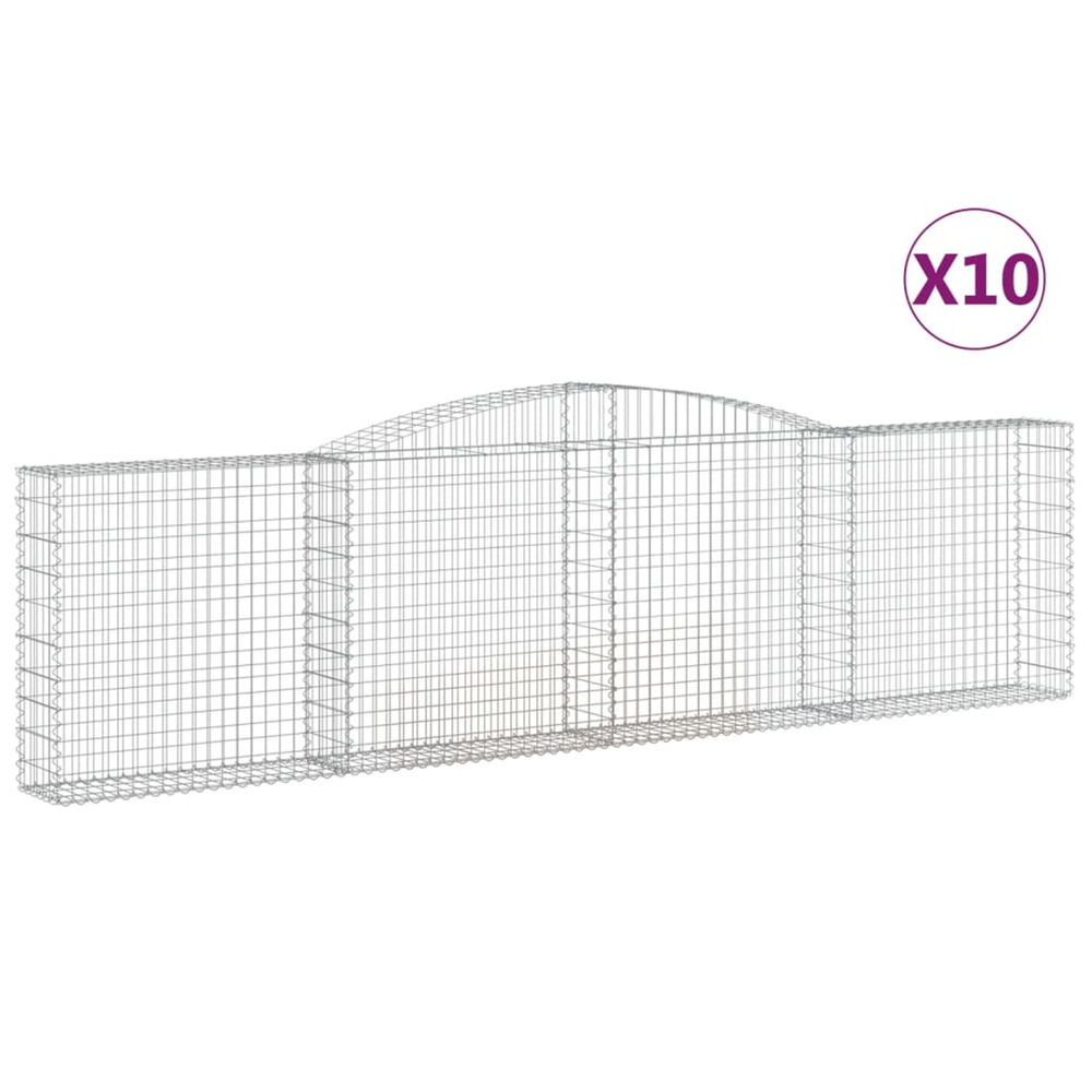 Paniers à gabions arqués 10 pcs 400x30x100/120 cm fer galvanisé