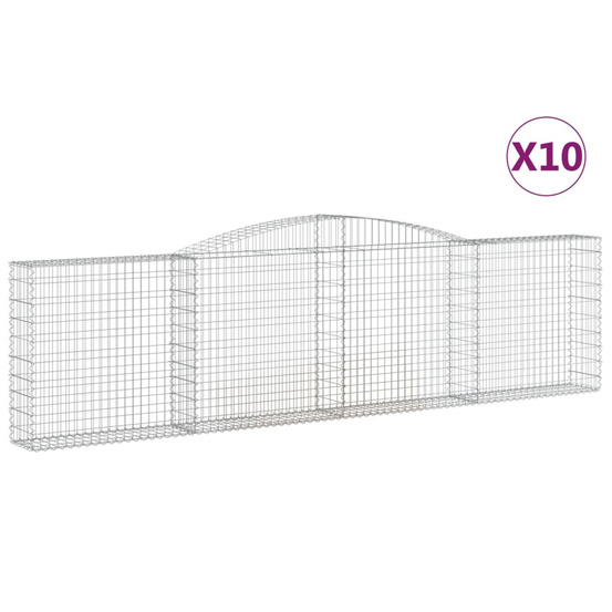 Paniers à gabions arqués 10 pcs 400x30x100/120 cm fer galvanisé