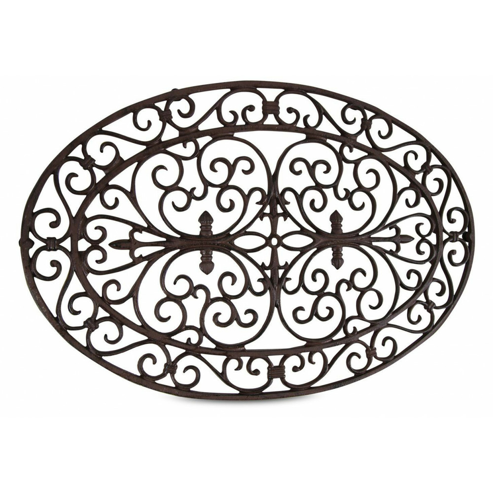 Paillasson ovale fonte fonte marron - décoration d'autrefois