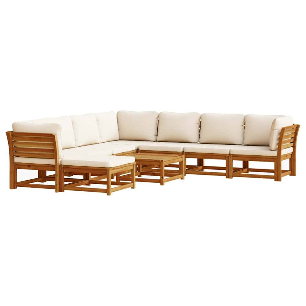 Salon de jardin avec coussins 9 pcs bois massif d'acacia