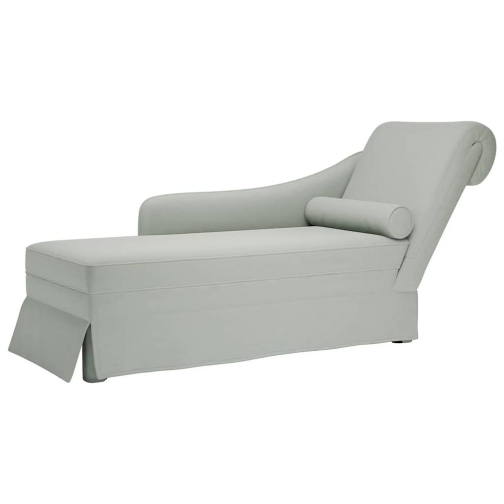 Fauteuil long et traversin accoudoir droit gris clair velours