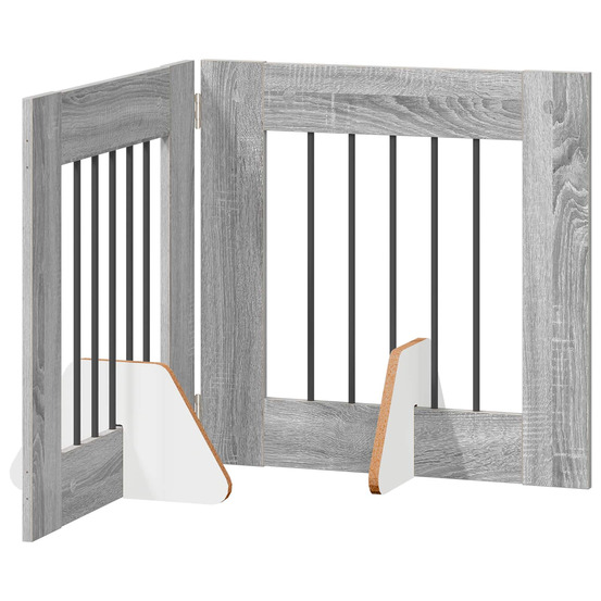 Porte de chien pliable avec supports 2 pcs sonoma gris 120,5 cm