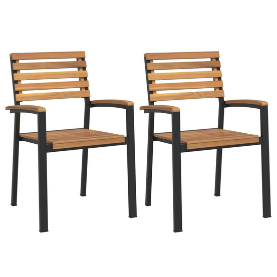 Chaises de jardin empilables lot de 2 bois d'acacia et métal