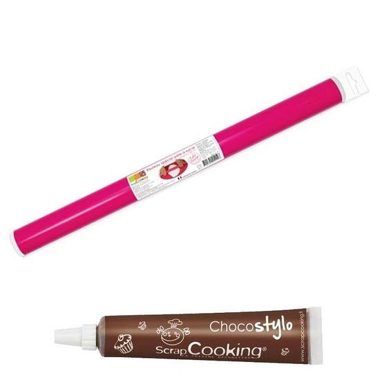 Rouleau de lissage pour pâte à sucre 38 cm + 1 stylo chocolat
