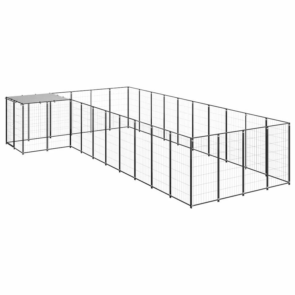 Chenil extérieur 13,31 m² acier avec toit de protection pour jardin noir