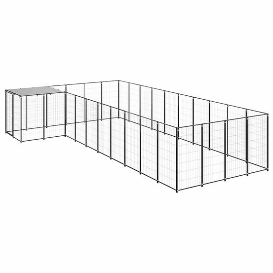 Chenil extérieur 13,31 m² acier avec toit de protection pour jardin noir