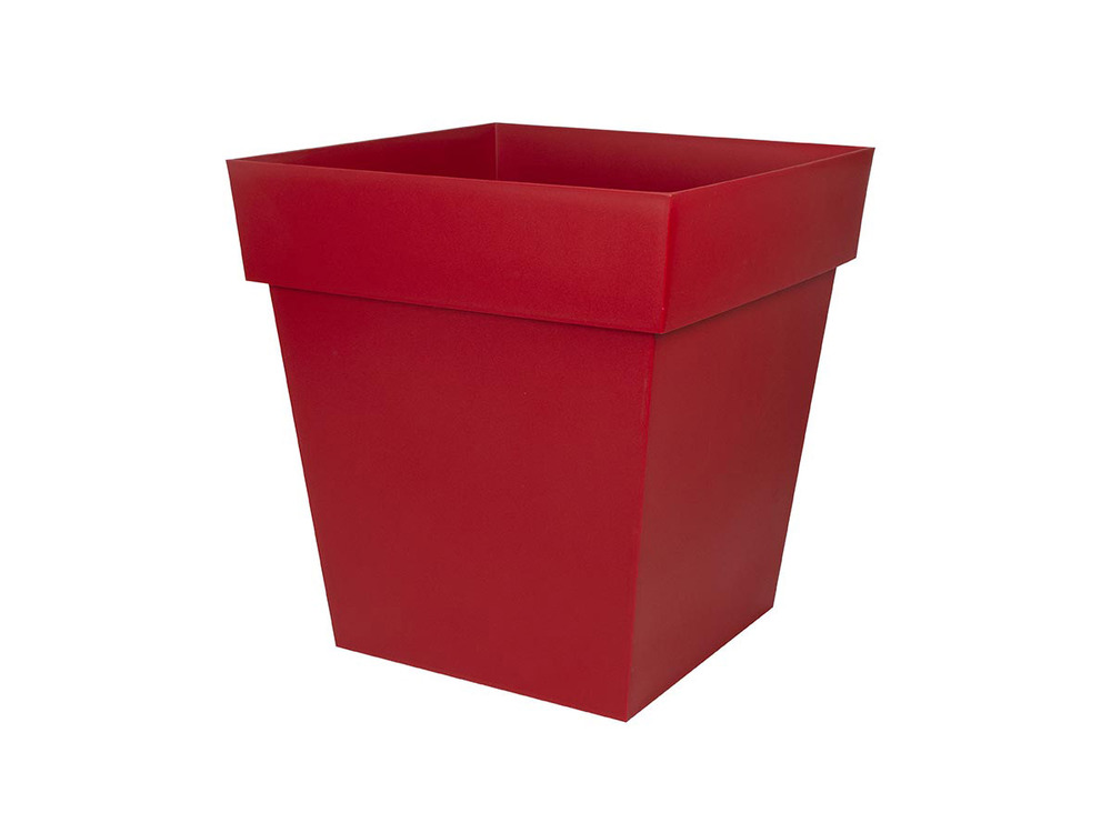 Pot de fleur carré toscane 39 x h. 39 cm - rouge rubis