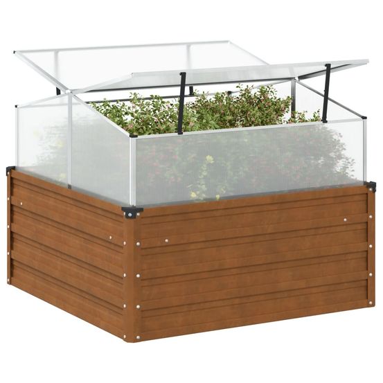 Carré potager acier corten avec serre de forçage 100x100cm jardin