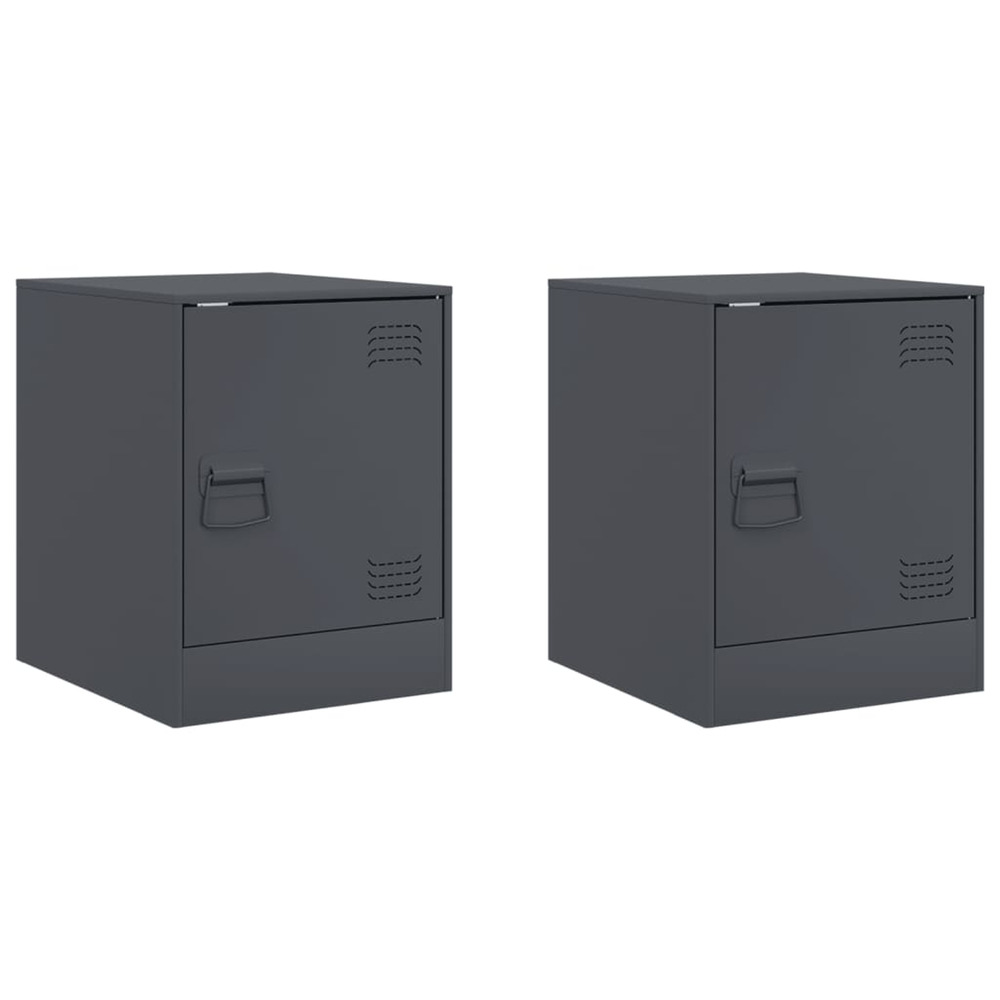 Tables de chevet 2 pcs anthracite 34,5x39x44 cm acier