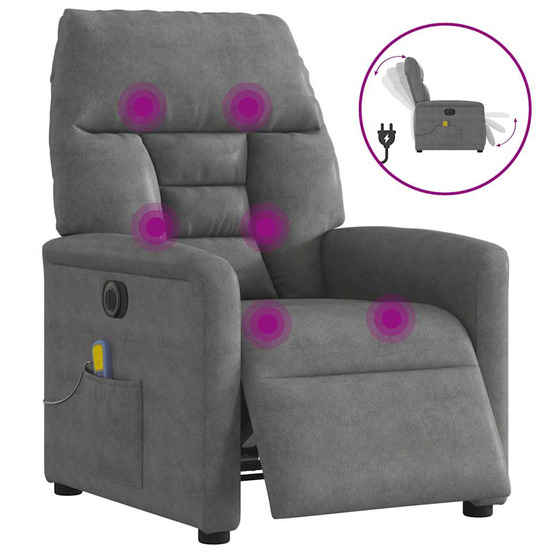 Fauteuil inclinable de massage électrique gris foncé