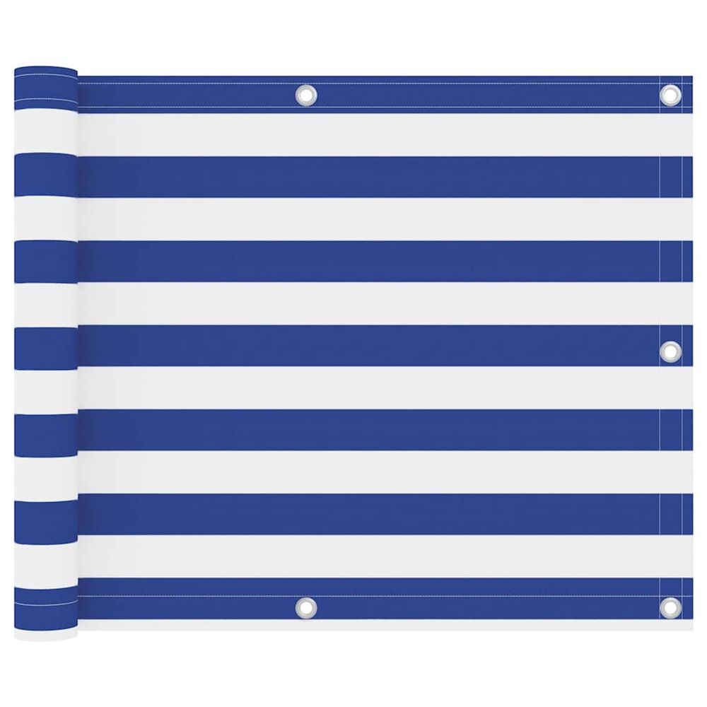 Écran de balcon blanc et bleu 75x600 cm tissu oxford