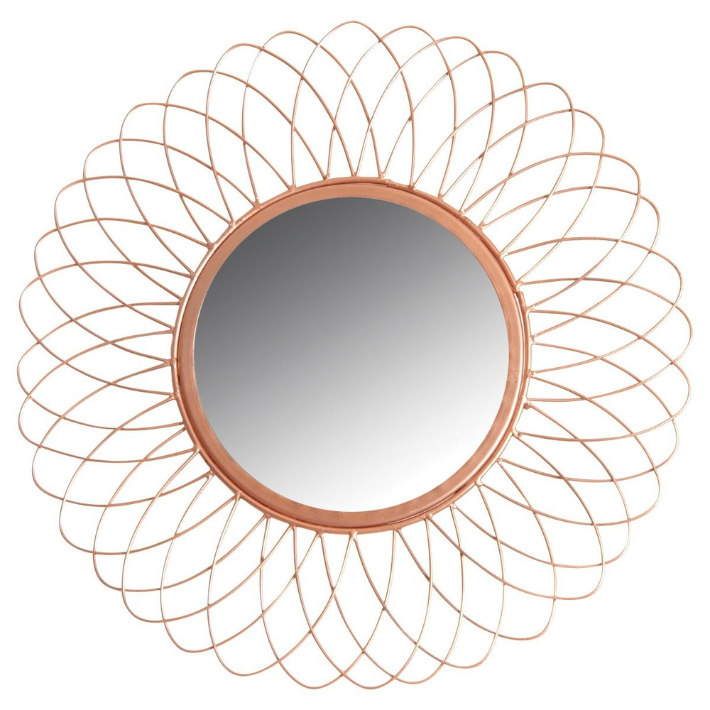 Miroir rond en métal cuivré