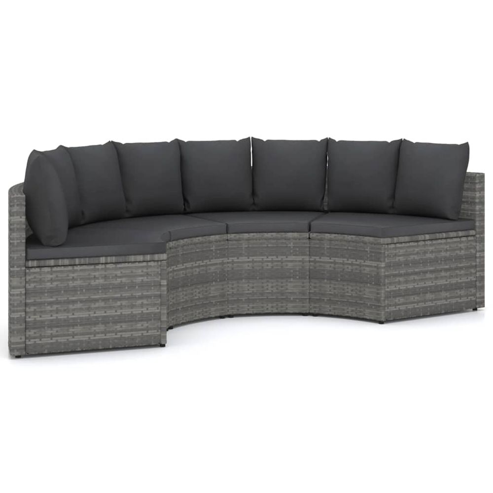 Salon de jardin 4 pcs avec coussins résine tressée gris