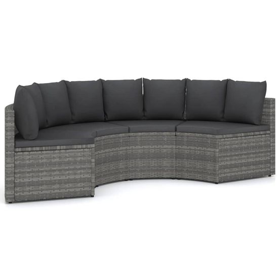 Salon de jardin 4 pcs avec coussins résine tressée gris