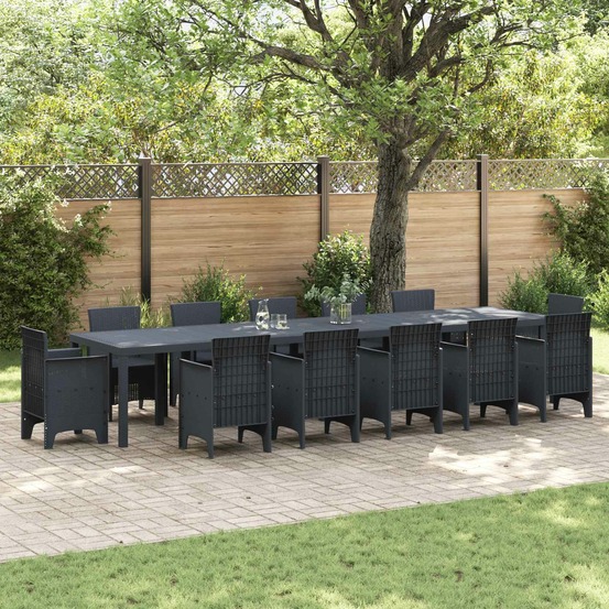 Table de jardin anthracite 400 x 100 x 73 cm polyrotin