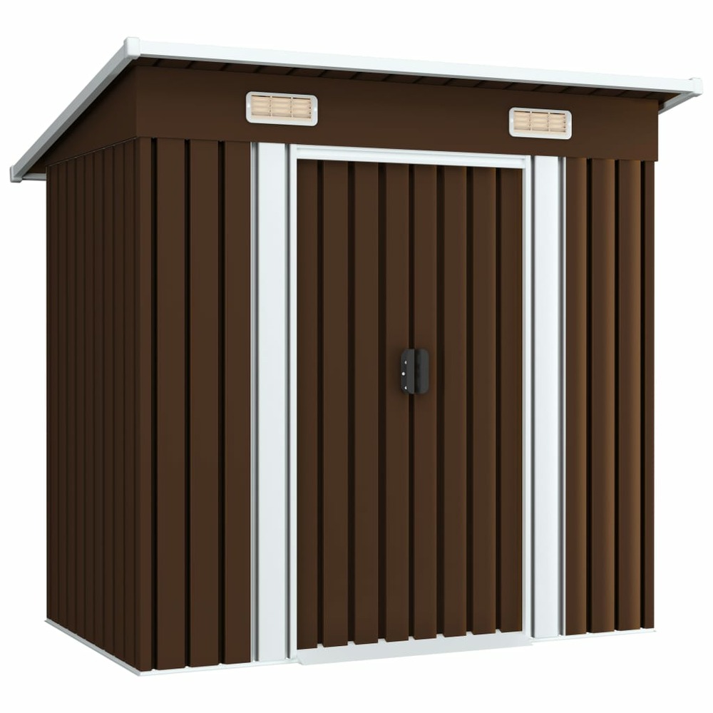 Abri de jardin cabane cabanon maison de stockage remise extérieur hangar outils robuste 194 x 121 x 181 cm acier marron 02_00