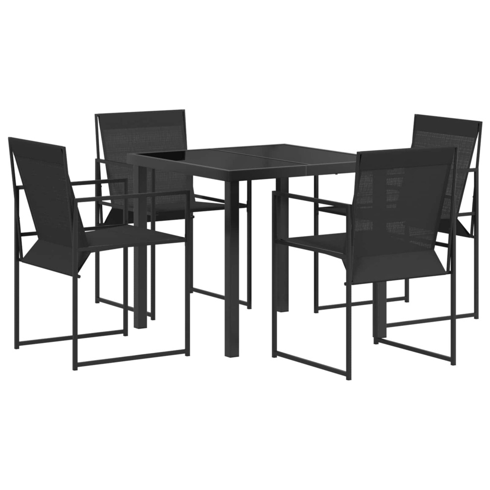 Ensemble de salle à manger pour jardin 5 pcs noir