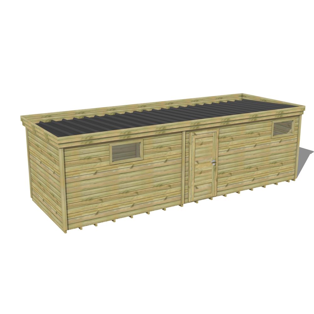 Abri de jardin bois pin traité autoclave 27mm - 7,695x2,64m / 20m2 - bac acier - plancher bois