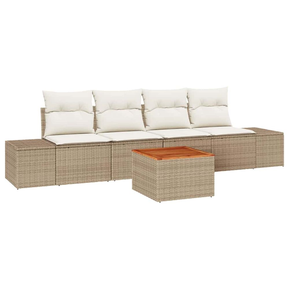 Ensemble de canapé de jardin 5 pc beige et crème polyrotin