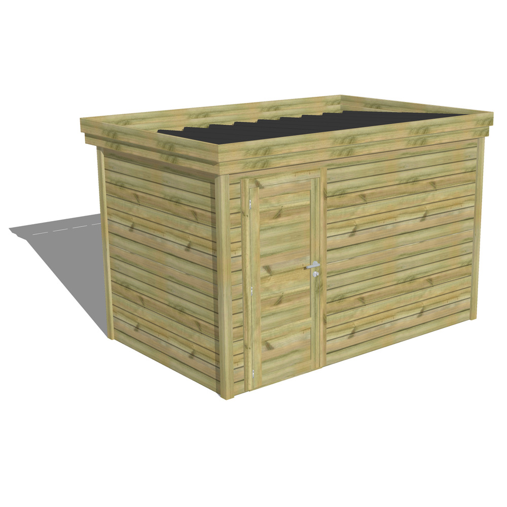 Abri de jardin bois pin traité autoclave 27mm - 3,44x2,14m / 7m2 - bac acier - abri français