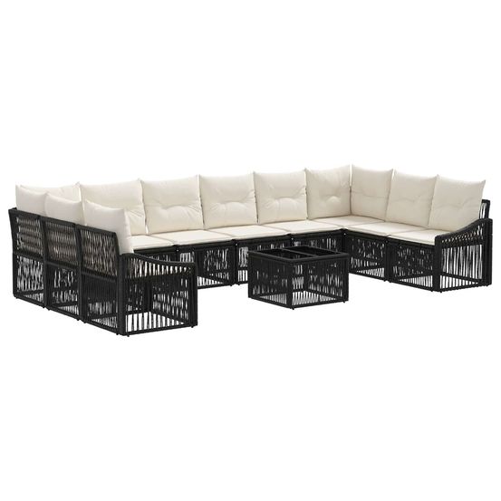 Ensemble de canapé de jardin 11 pc noir polyrotin