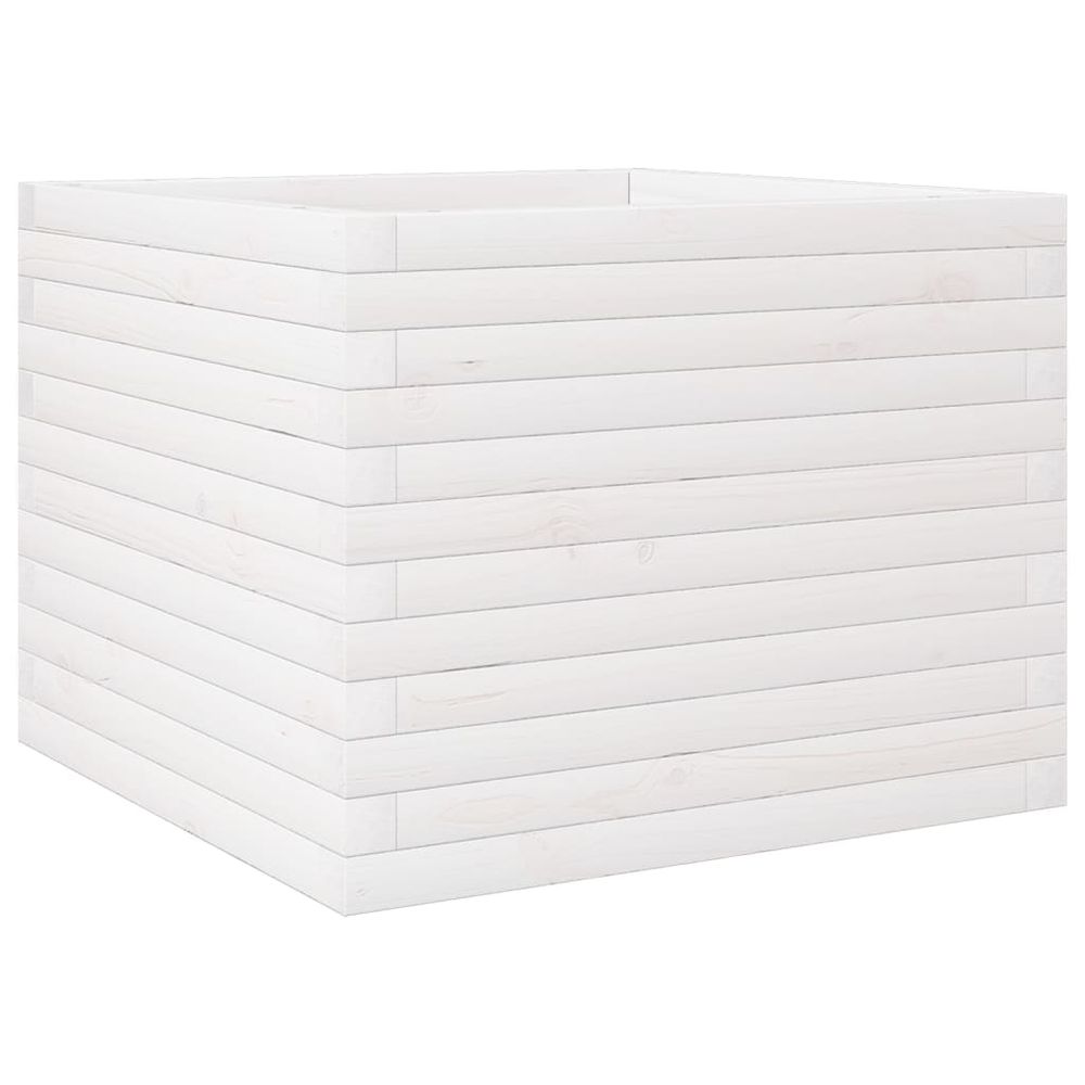 Jardinière blanc 60x60x46 cm bois de pin massif