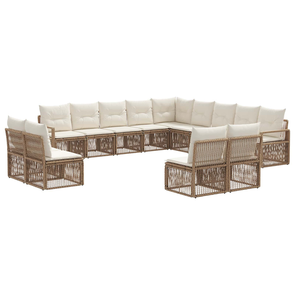 Ensemble de canapé de jardin 13 pcs beige polyrotin
