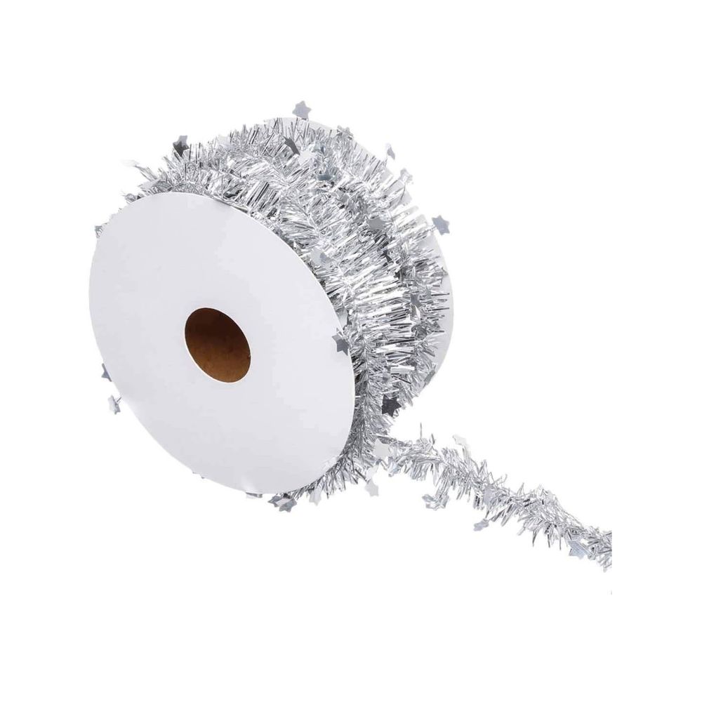 Rouleau guirlande de noel etoile 2 plis 3 m argent