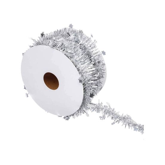 Rouleau guirlande de noel etoile 2 plis 3 m argent