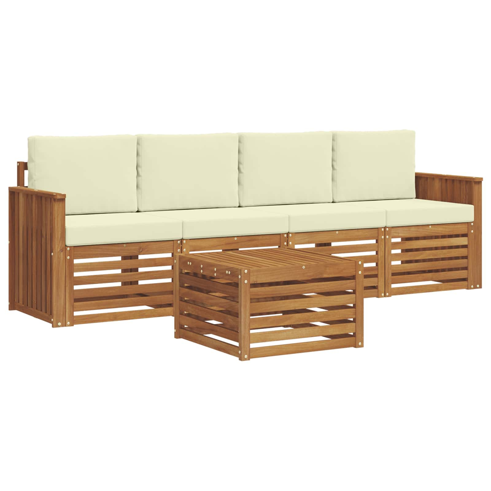 Ensembles de canapés avec coussin 5 pcs naturel et crème