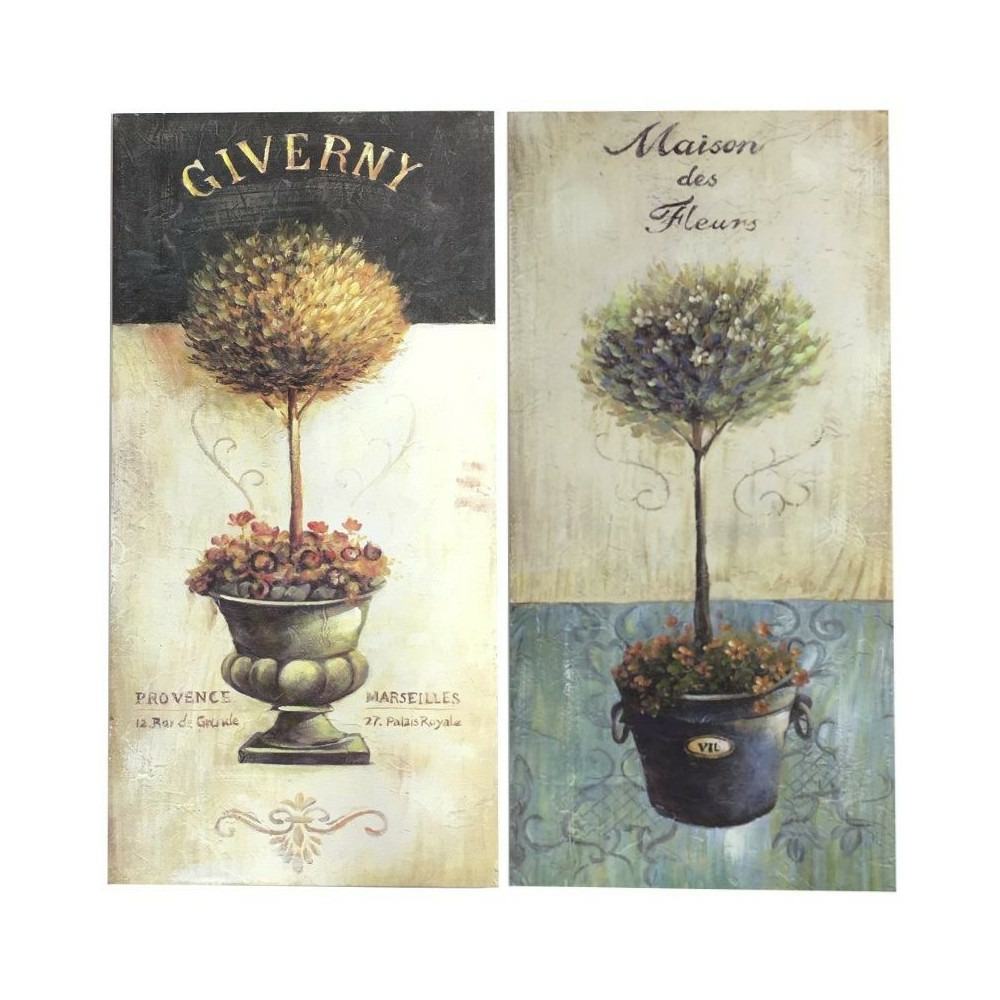 Set de 2 tableaux en bois multiclore 