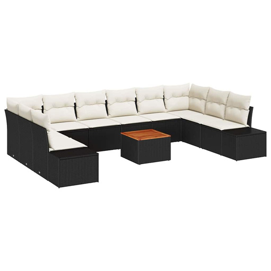 Ensemble de canapé de jardin 11 pcs noir et blanc