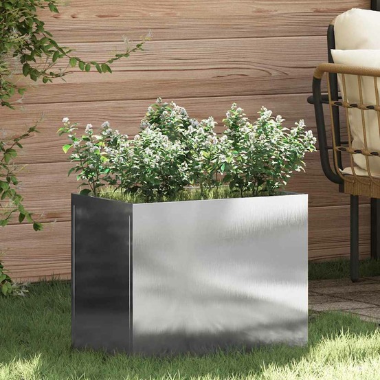 Cache-pot de jardin acier inoxydable 50 x 32 x 40 cm