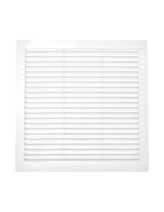 Grille d'aération carrée avec prises et moustiquaire 300x300x7mm abs blanc