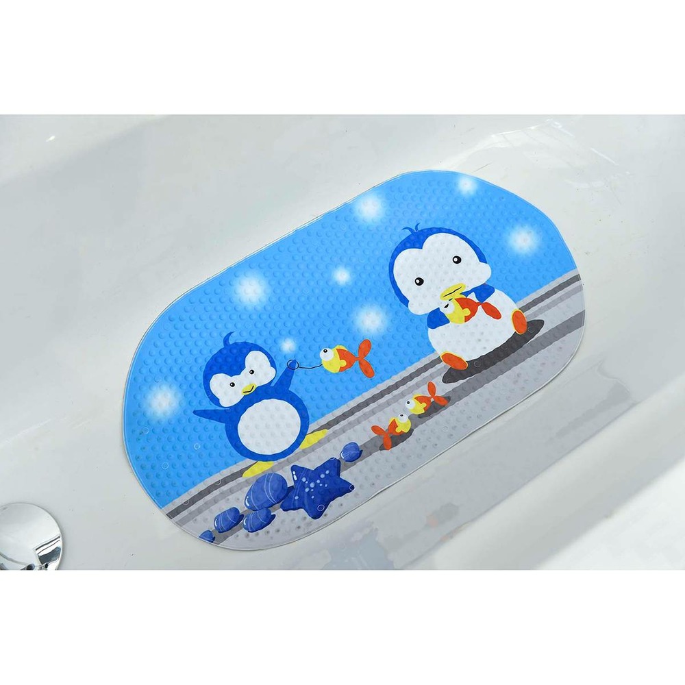 Fond de baignoire imprime pingouin pvc/polyester 69x39cm - enfantine