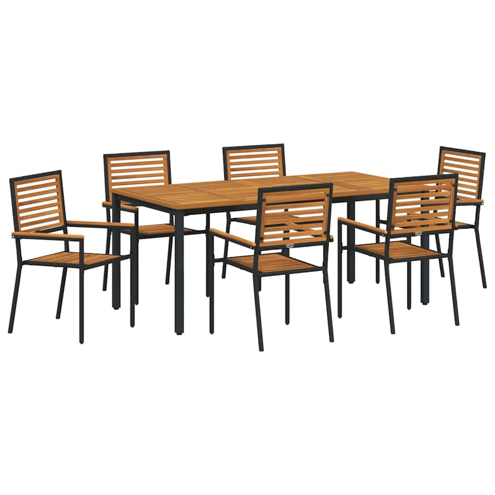 Ensemble de salle à manger pour jardin 7 pcs noir et marron